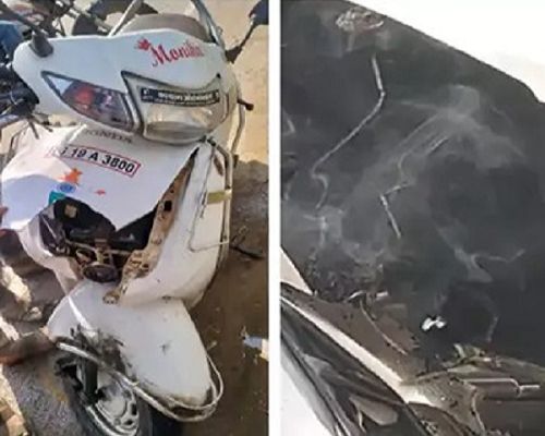 शॉर्ट सर्किट से चलती स्कूटर में लगा आग