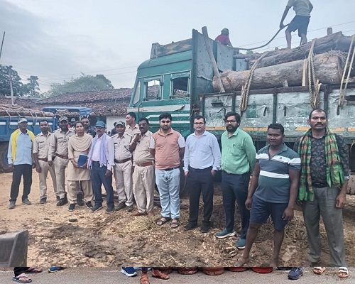 अवैध रूप से भंडारित सागौन लकड़ी जप्त