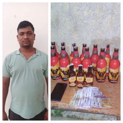 अवैध शराब बिक्री करते 01 आरोपी गिरफ्तार, बीयर एवं अंग्रेजी शराब सहित नगदी रकम जप्त।