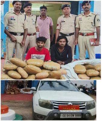 गरियाबंद पुलिस द्वारा 51 लाख रूपये के अवैध गांजा के साथ मध्य प्रदेश के दो तस्करों को धरदबोचा। 