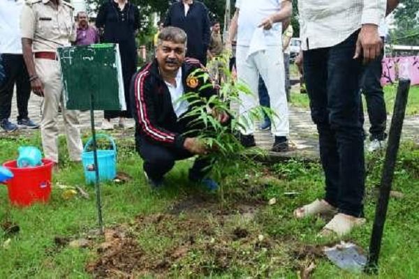 एक पेड़ माँ के नाम अभियान के तहत जिला कार्यालय परिसर में किया गया वृक्षारोपण
