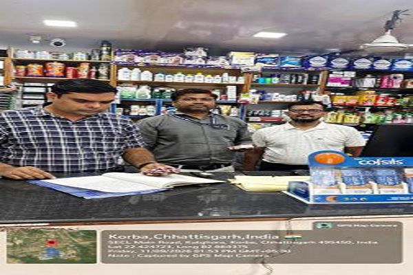 जिला कोरबा के मेडिकल स्टोर्स में औषधि विभाग की कार्यवाही