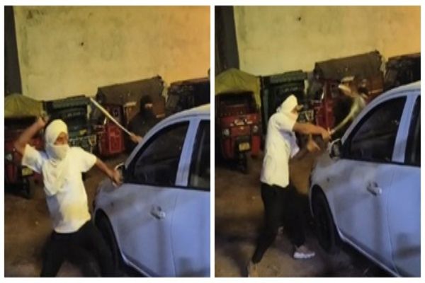 राजधानी में बेखौफ बदमाश: तलवार और डंडे से कार में की तोड़फोड़