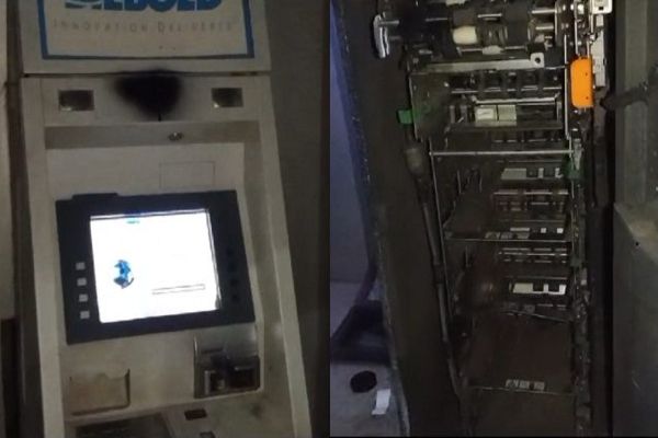 एटीएम लूट की सनसनीखेज वारदातः कार से आए बदमाशों ने पहले मशीन काटा, फिर लाखों रुपए ले भागे, घटना के पहले CCTV कैमरे पर कर दिया था ब्लैक स्प्रे