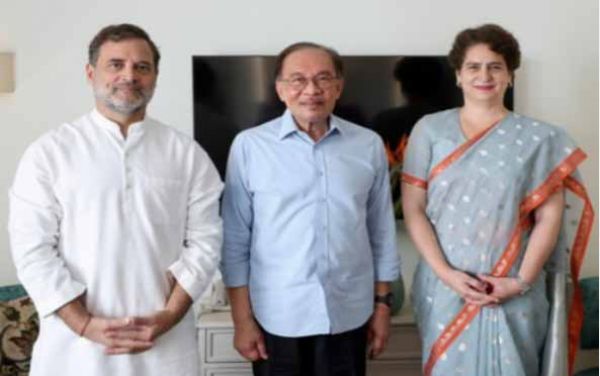 मलेशियाई प्रधानमंत्री अनवर इब्राहिम से म&zwj;िले राहुल और प्रियंका गांधी